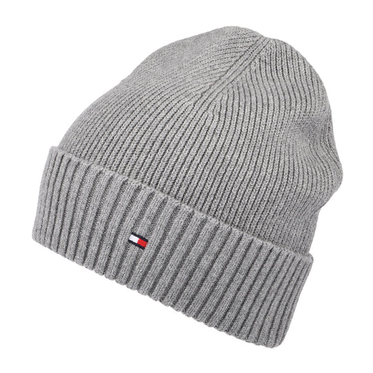 Tommy Hilfiger Hats Pima Essential Flag Cotton Cashmere Beanie Hat - Heather Grey