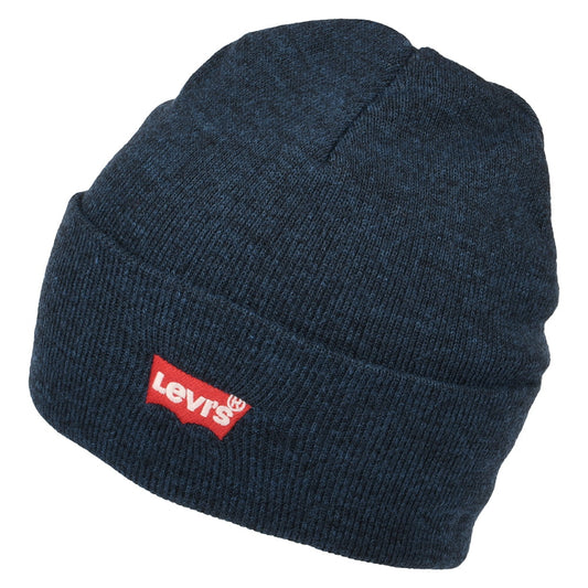Levi's Hats Red Batwing Embroidery Slouchy Beanie Hat - Navy Blue