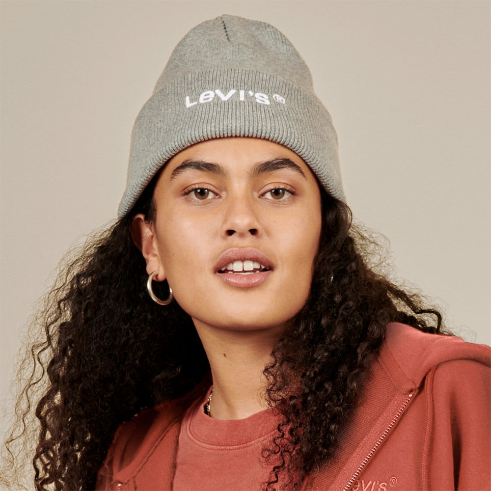 Levi's Hats Wordmark Recycled Cuffed Beanie Hat - Grey