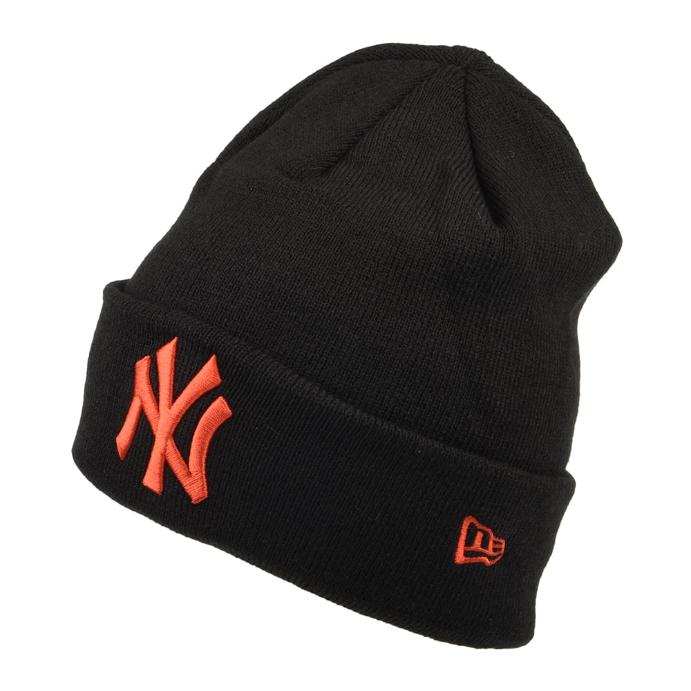 New Era New York Yankees Beanie Hat - MLB League Essential Cuff Knit - Black-Orange