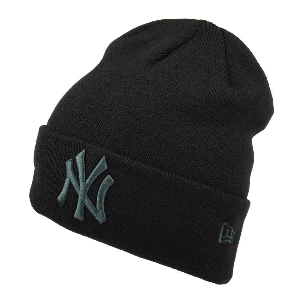 New Era New York Yankees Beanie Hat - MLB League Essential Cuff Knit - Black-Green