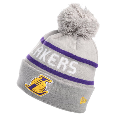 New Era L.A. Lakers Bobble Hat - NBA Jake Cuff Knit - Grey
