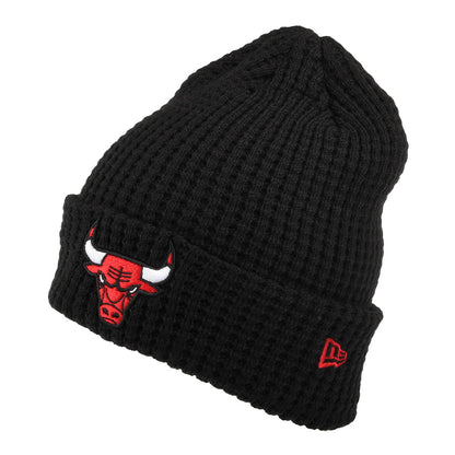 New Era Chicago Bulls Cuffed Beanie Hat - NBA Team Waffle Knit - Black
