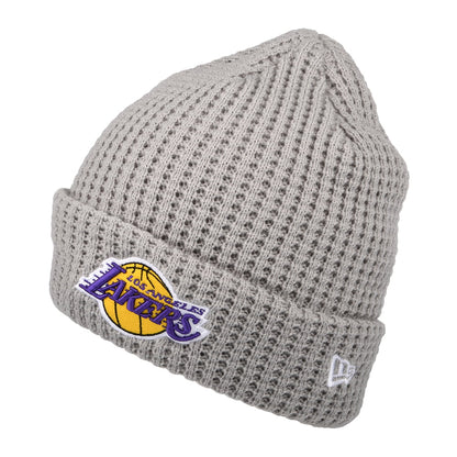 New Era L.A. Lakers Cuffed Beanie Hat - NBA Team Waffle Knit - Grey