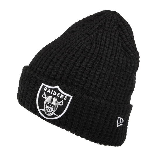 New Era Las Vegas Raiders Cuffed Beanie Hat - NFL Team Waffle Knit - Black
