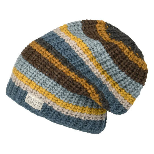 Kusan Cardi Floppy Beanie Hat - Brown-Light Blue
