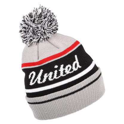 New Era Manchester United Cuff Knit Bobble Hat - Wordmark - Grey-Black