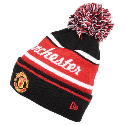 New Era Manchester United Cuff Knit Bobble Hat - Wordmark - Black-Scarlet