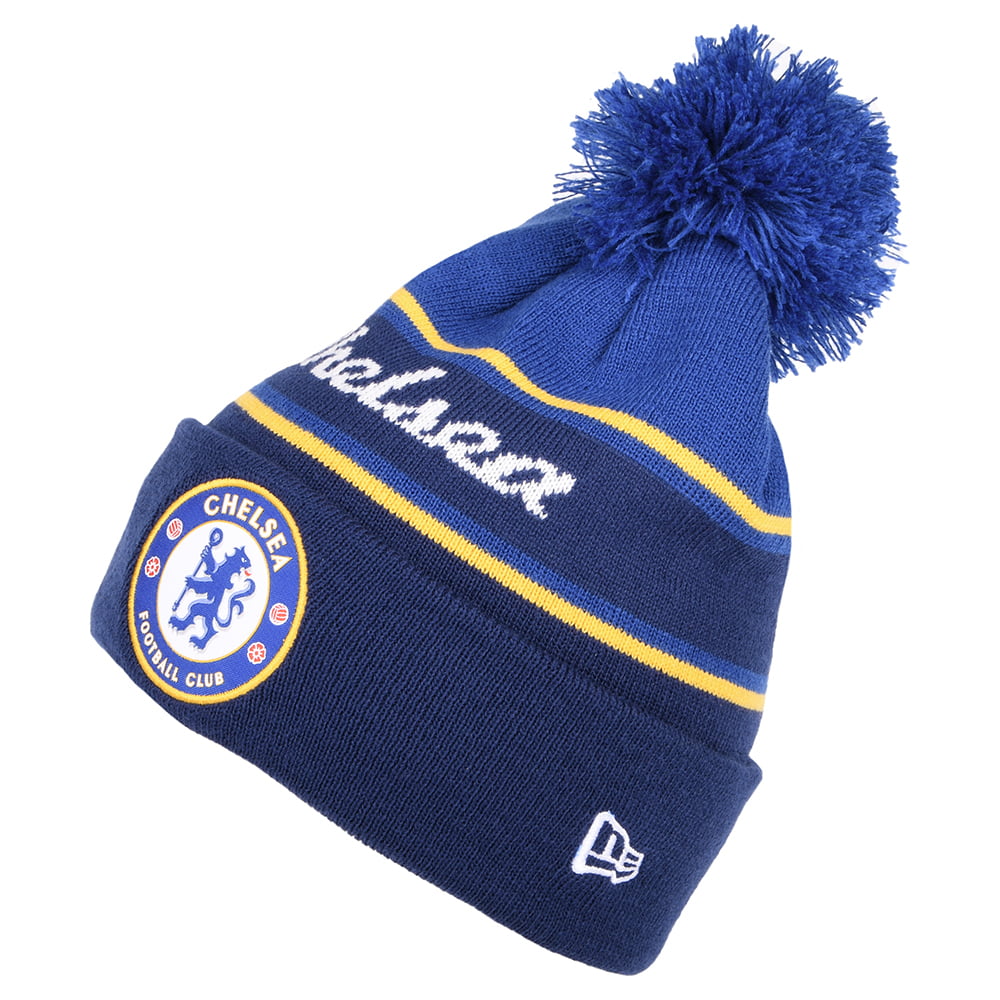 New Era Chelsea FC Cuff Knit Bobble Hat - Wordmark - Navy-Blue