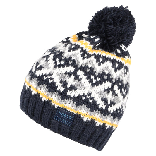 Barts Hats Pazo Fair Isle Bobble Hat - Navy Blue