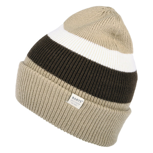 Barts Hats Cowie Striped Cuff Knit Beanie Hat - Taupe-Brown