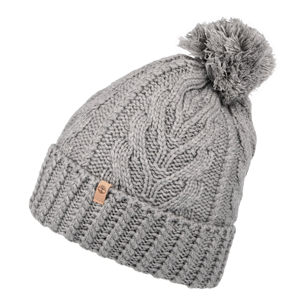 Timberland Hats Cable Knit Premium Bobble Hat - Light Grey