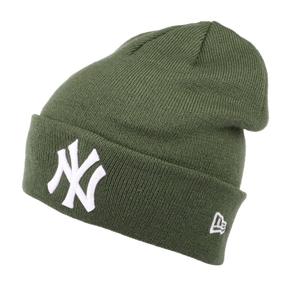 New Era New York Yankees Cuff Beanie Hat - MLB League Essential - Olive-White