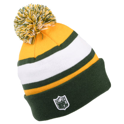 New Era Green Bay Packers Cuff Bobble Hat - NFL Striped - Green-Yellow