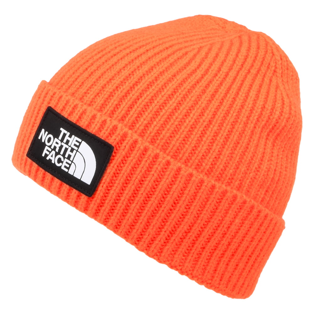 The North Face Hats TNF Logo Box Cuffed Fisherman Beanie Hat - Orange