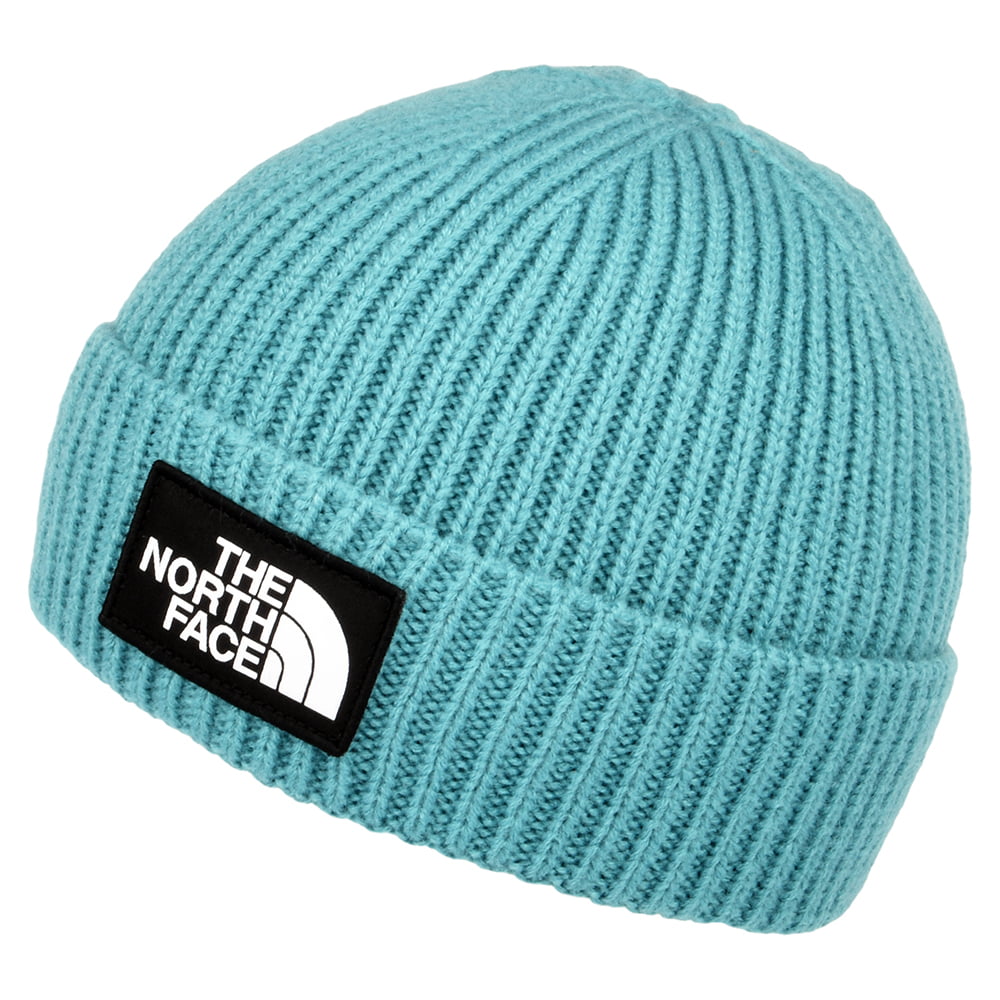 The North Face Hats TNF Logo Box Cuffed Fisherman Beanie Hat - Blue