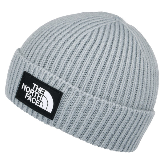 The North Face Hats TNF Logo Box Cuffed Fisherman Beanie Hat - Grey