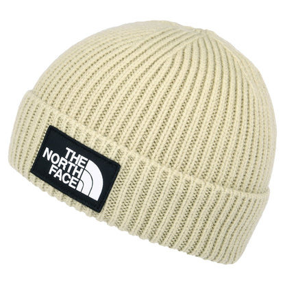 The North Face Hats TNF Logo Box Cuffed Fisherman Beanie Hat - Tan