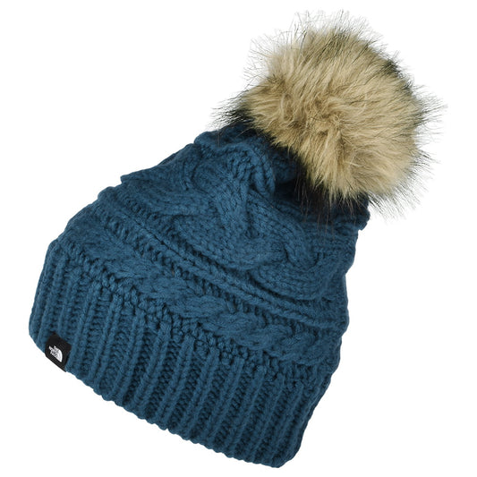 The North Face Hats Triple Cable Faux Fur Pom Bobble Hat - Blue