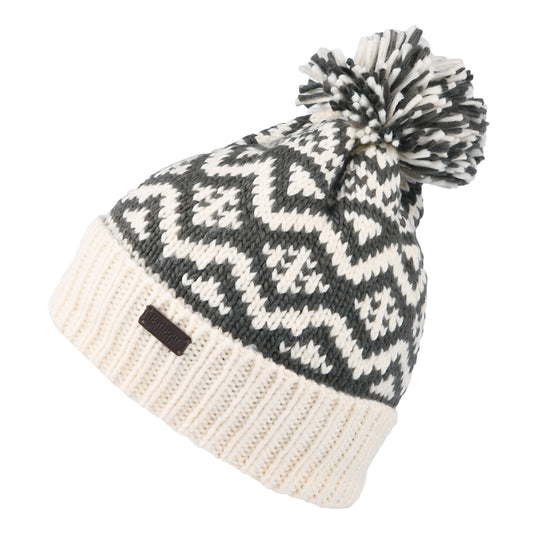 Barbour Hats Fair Isle Bobble Hat - Ivory-Charcoal