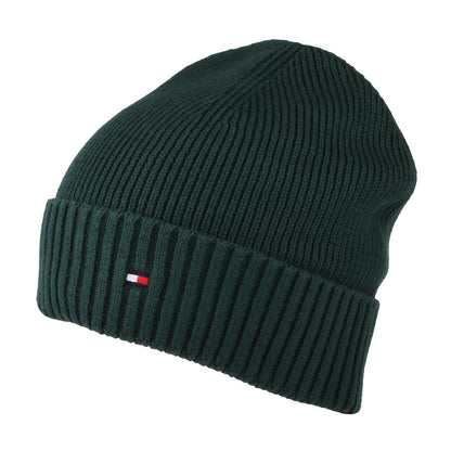 Tommy Hilfiger Hats Essential Flag Cotton Cashmere Beanie Hat - Forest