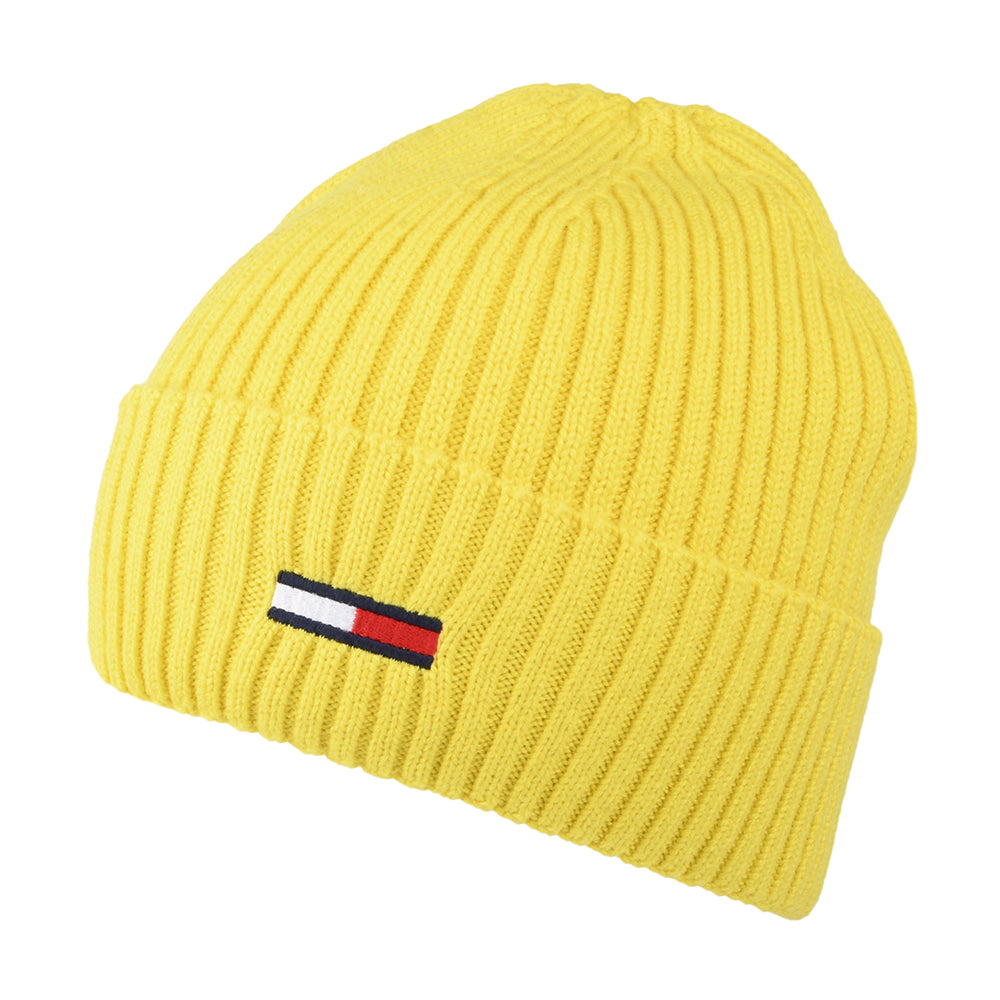 Tommy Hilfiger Hats TJM Flag Ribbed Beanie Hat - Yellow