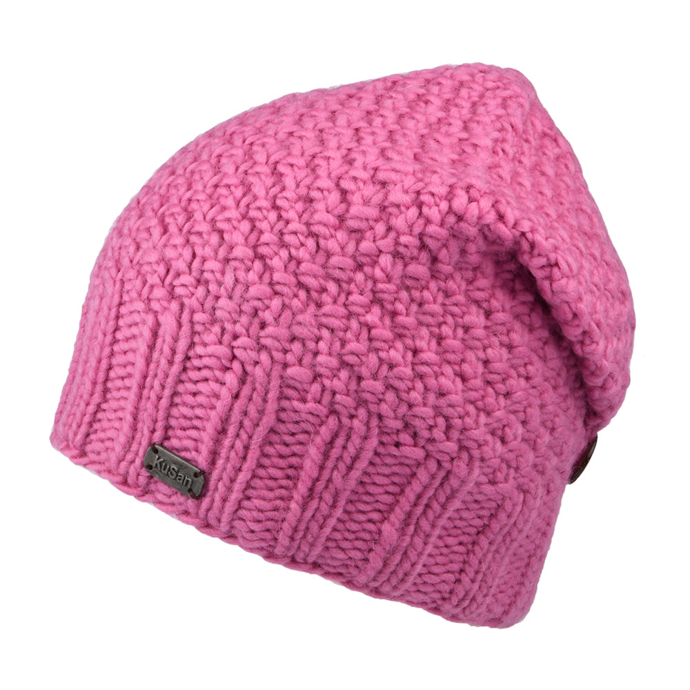 Kusan Button Down Beanie Hat - Pink