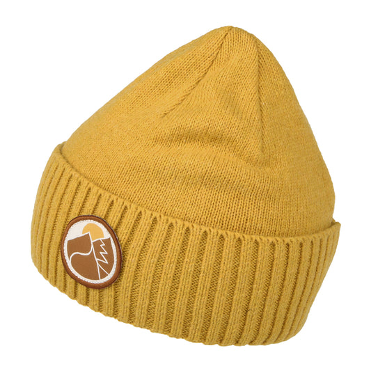 Patagonia Hats Slow Going Patch Brodeo Recycled Wool Beanie Hat - Mustard