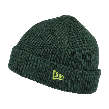 New Era Ribbed Short Cuff Beanie Hat - Dark Green