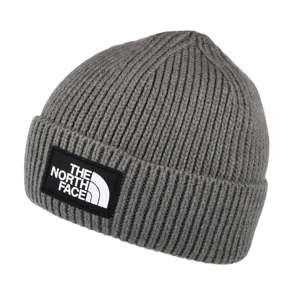 The North Face Hats TNF Logo Box Cuffed Fisherman Beanie Hat - Mid Gre ...