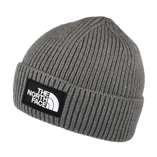 The North Face Hats TNF Logo Box Cuffed Fisherman Beanie Hat - Mid Grey