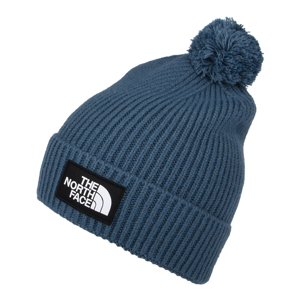 The North Face Hats Logo Box Pom Bobble Hat - Smoke Blue