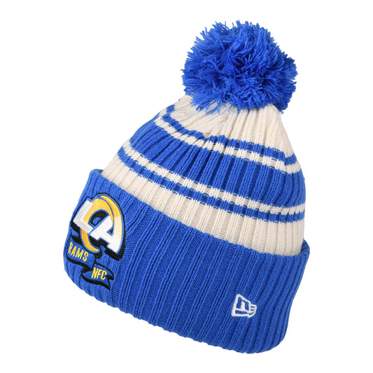 New Era Los Angeles Rams Bobble Hat - NFL Sideline Sport Knit - Royal Blue-White