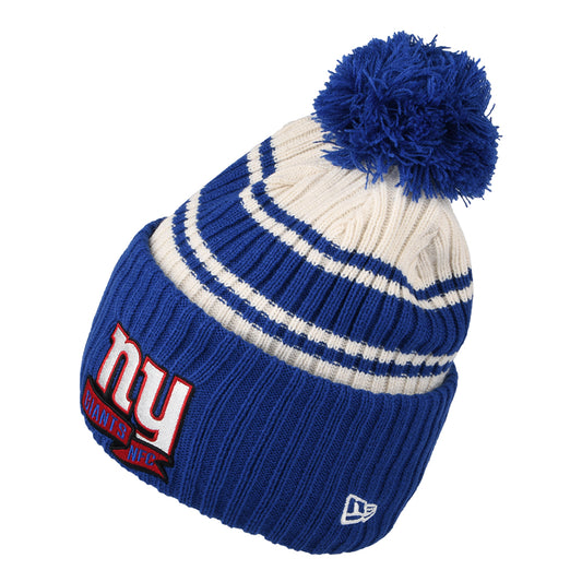 New Era New York Giants Bobble Hat - NFL Sideline Sport Knit - Blue-White