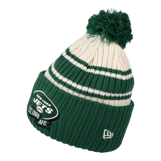 New Era New York Jets Bobble Hat - NFL Sideline Sport Knit XXII - Green-White