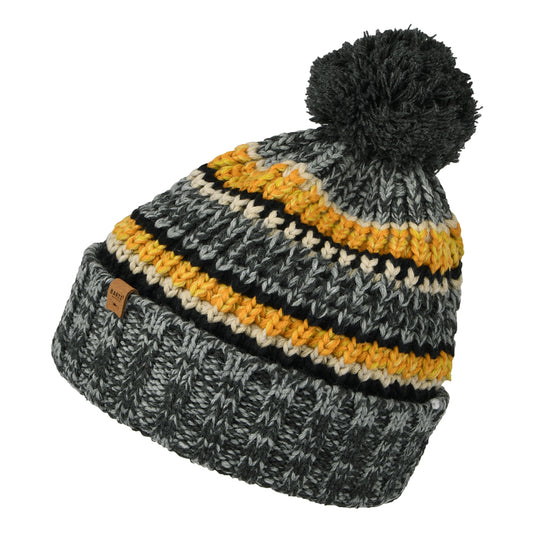 Barts Hats Goser Striped Recycled Bobble Hat - Dark Grey Heather