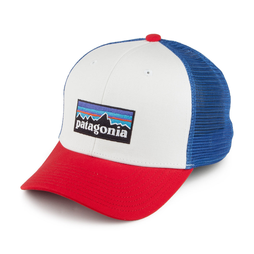 Patagonia Hats Kids P-6 Logo Organic Cotton Trucker Cap - White-Red