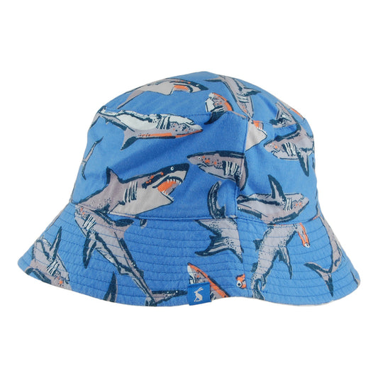 Joules Hats Kids Brit Sharks Reversible Bucket Hat - Blue