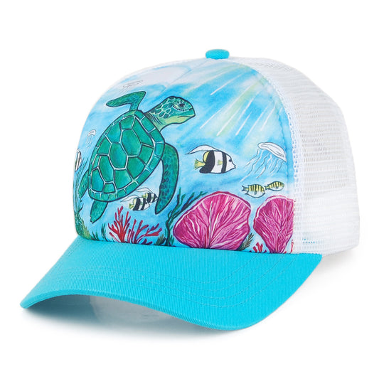 Sunday Afternoons Hats Kids Artist Series Sea Turtle Trucker Cap - Blue-Mix
