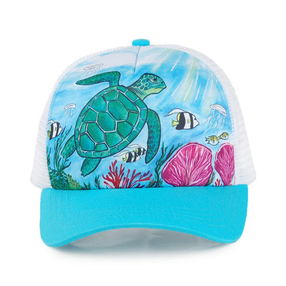 Sunday Afternoons Hats Kids Artist Series Sea Turtle Trucker Cap - Blue-Mix