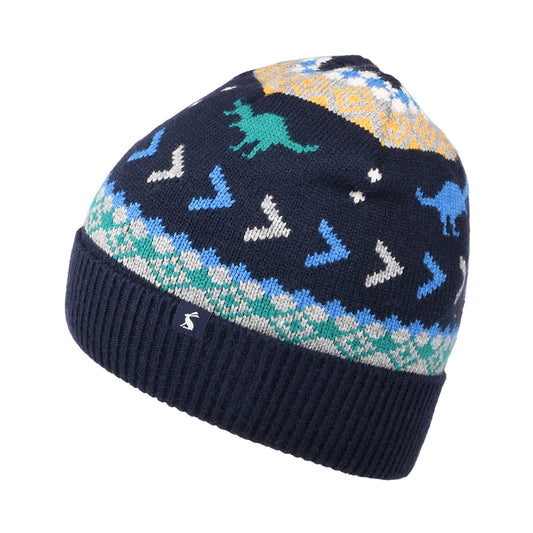 Joules Hats Kids Toasty Dinosaur Beanie Hat - Navy Blue