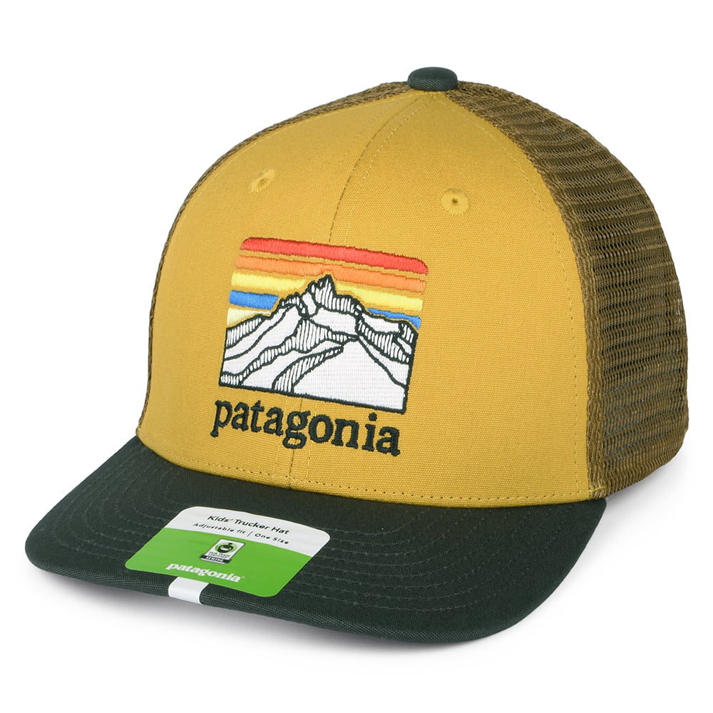 Patagonia Hats Kids Line Logo Ridge Organic Cotton Trucker Cap - Wheat