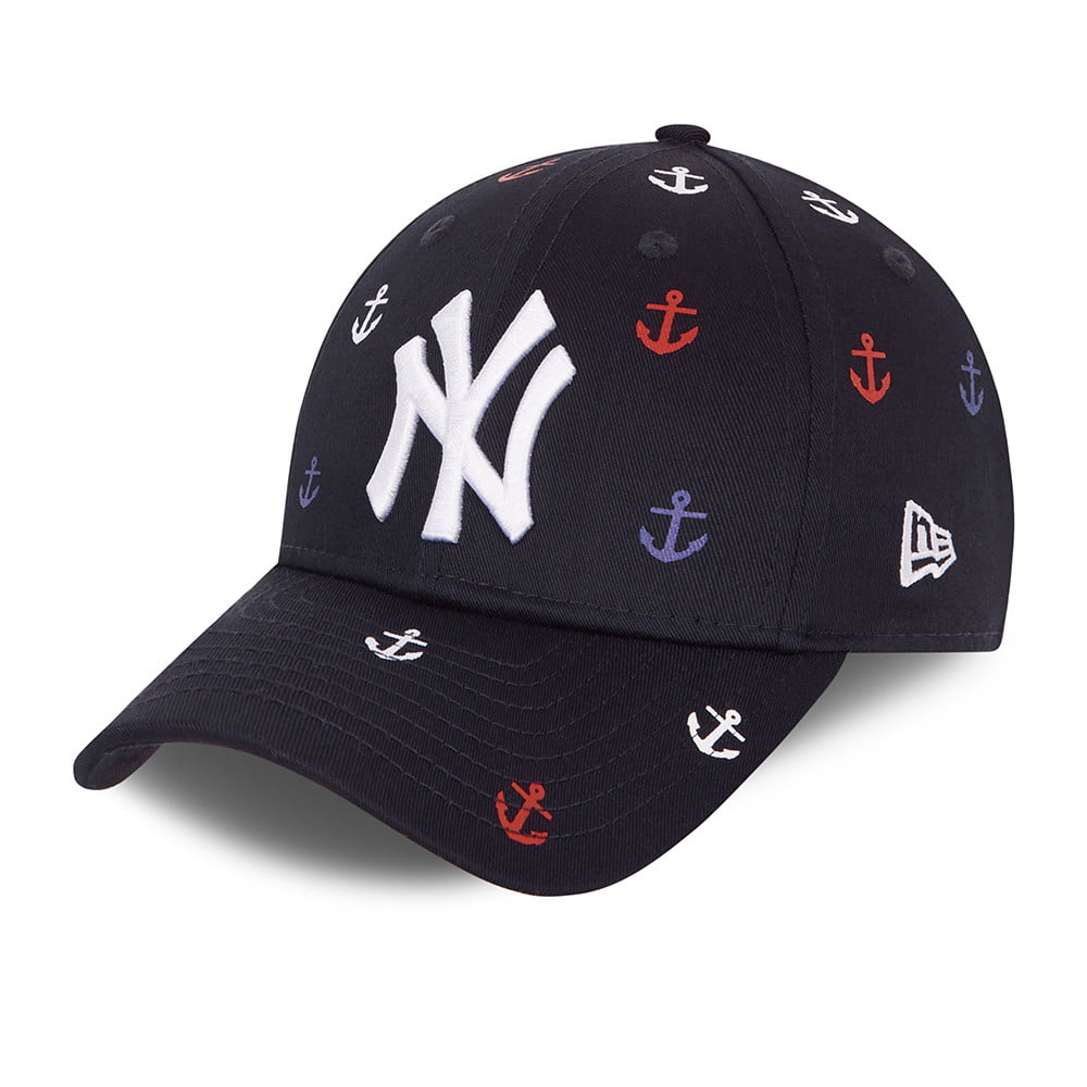New Era Kids 9FORTY New York Yankees Baseball Cap - MLB All Over Graphic - Navy Blue