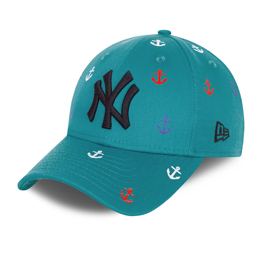 New Era Kids 9FORTY New York Yankees Baseball Cap - MLB All Over Graphic - Teal