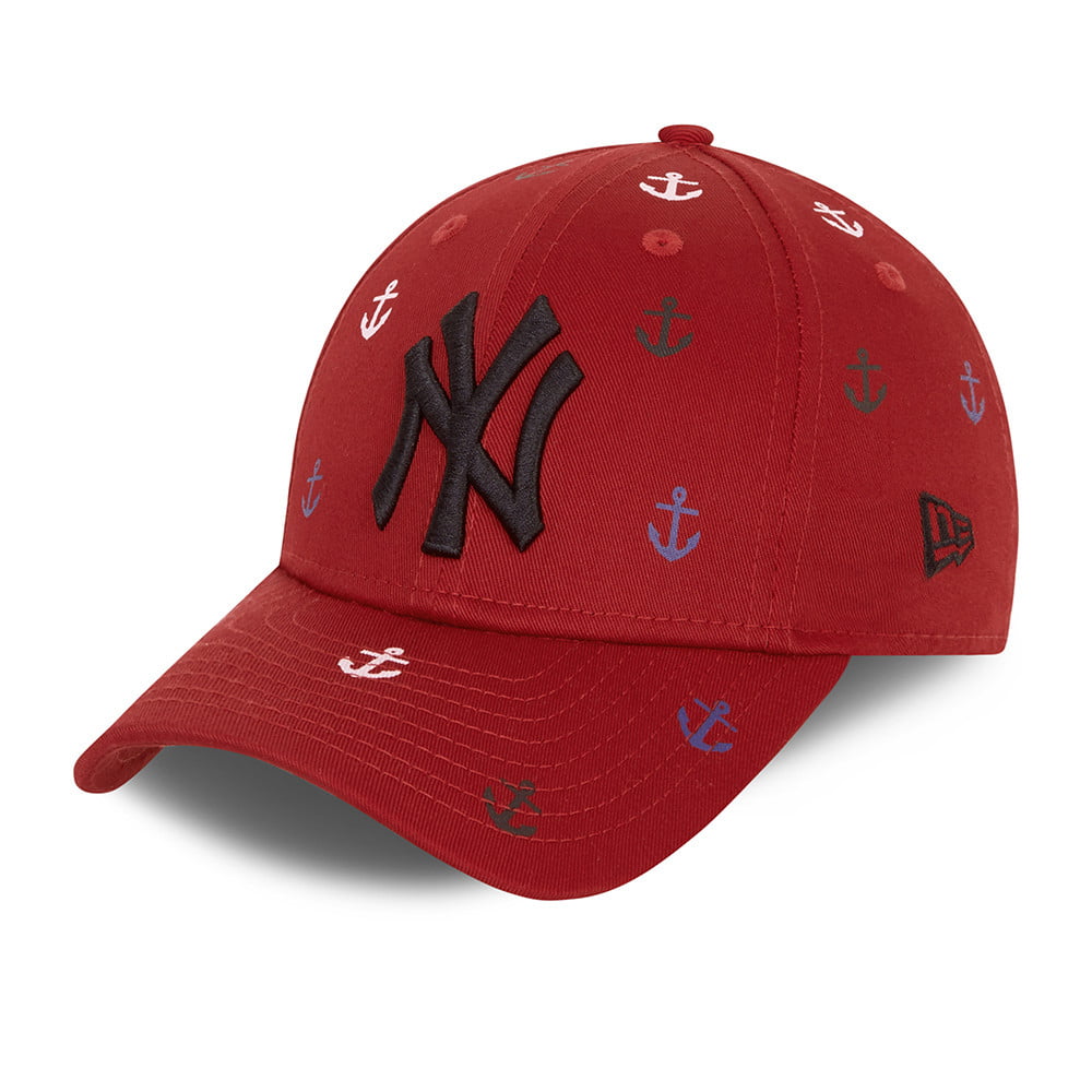 New Era Kids 9FORTY New York Yankees Baseball Cap - MLB All Over Graphic - Scarlet