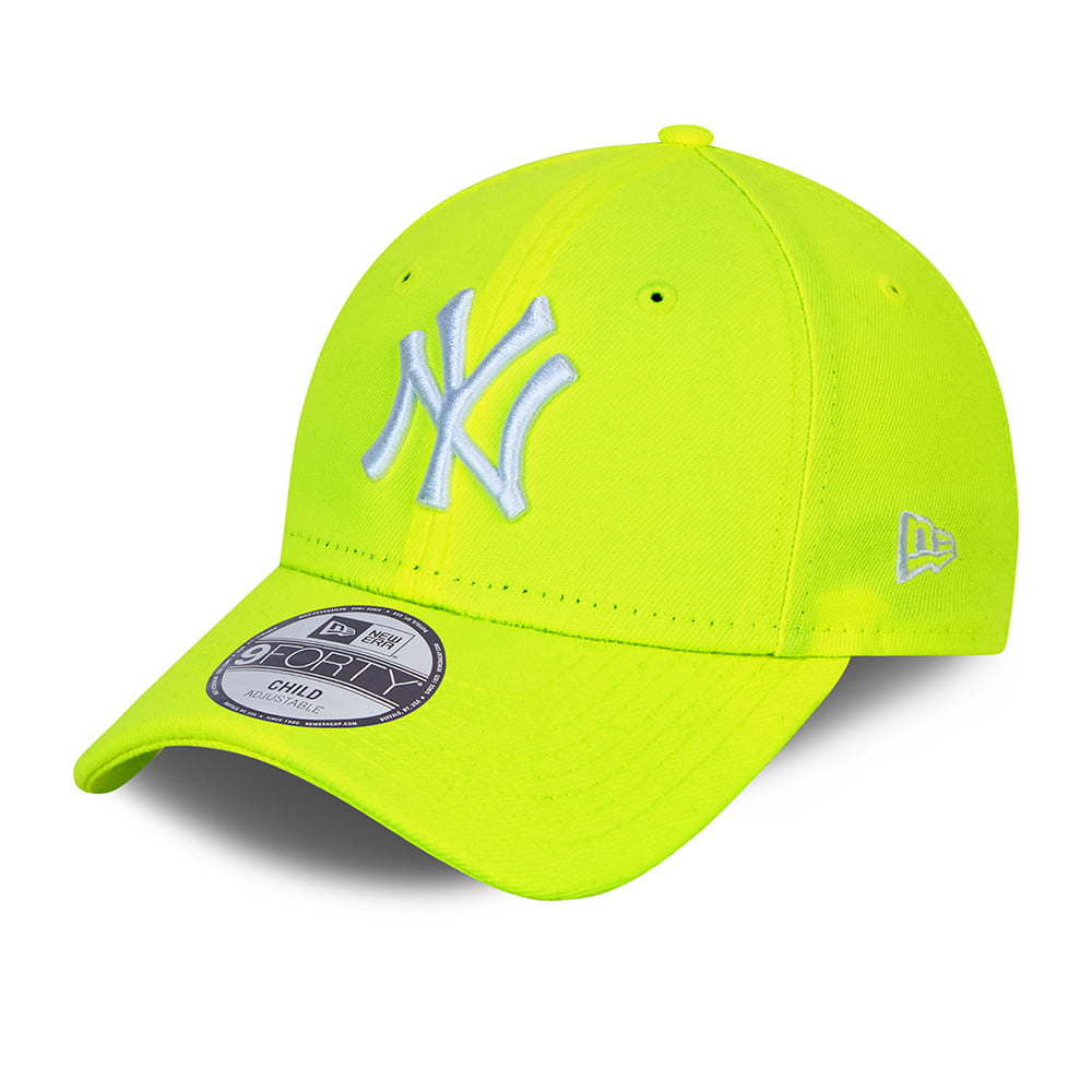 New Era Kids 9FORTY New York Yankees Baseball Cap - MLB Neon Pack - Neon Yellow-White