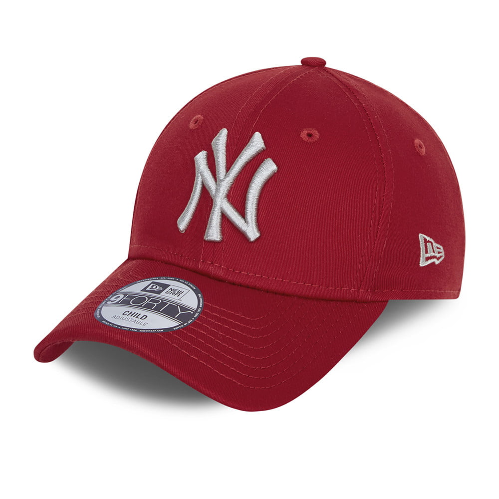 New Era Kids 9FORTY New York Yankees Baseball Cap - MLB League Essential - Scarlet-Grey