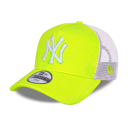 New Era Kids New York Yankees A-Frame Trucker Cap - MLB Tonal Mesh - Neon Yellow