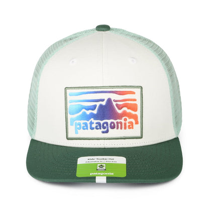 Patagonia Hats Kids Rambler Organic Cotton Trucker Cap - White-Turquoise