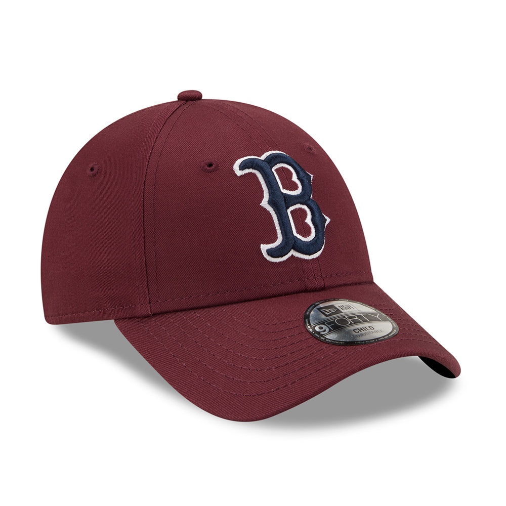 New Era Kids 9FORTY Boston Red Sox Baseball Cap - MLB League Essential - Maroon-Navy